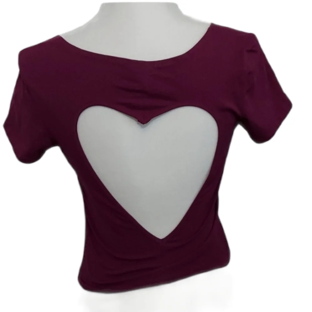 Pink Victoria's Secret Heart Back Crop Tee Small - Picture 1 of 11
